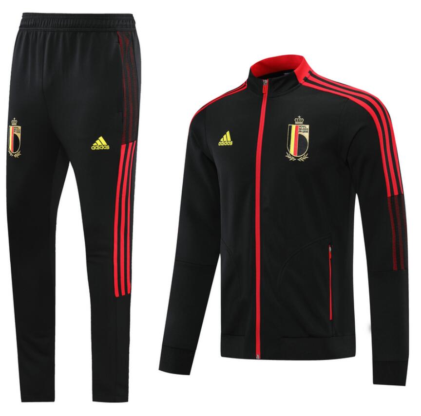 2021/22 EURO Belgium Black Red Training Kits Jacket with Pants